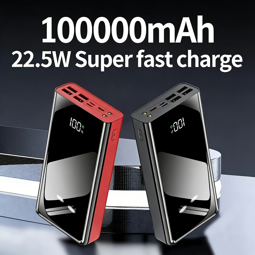 100000mAh Portable Power Bank with Flashlight LED Display Bidirectional Fast Charging Multi-Device USB Charger for Camping Outdoor Emergency