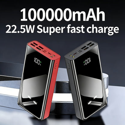 100000mAh Portable Power Bank with Flashlight LED Display Bidirectional Fast Charging Multi-Device USB Charger for Camping Outdoor Emergency