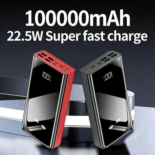 100000mAh Portable Power Bank with Flashlight LED Display Bidirectional Fast Charging Multi-Device USB Charger for Camping Outdoor Emergency