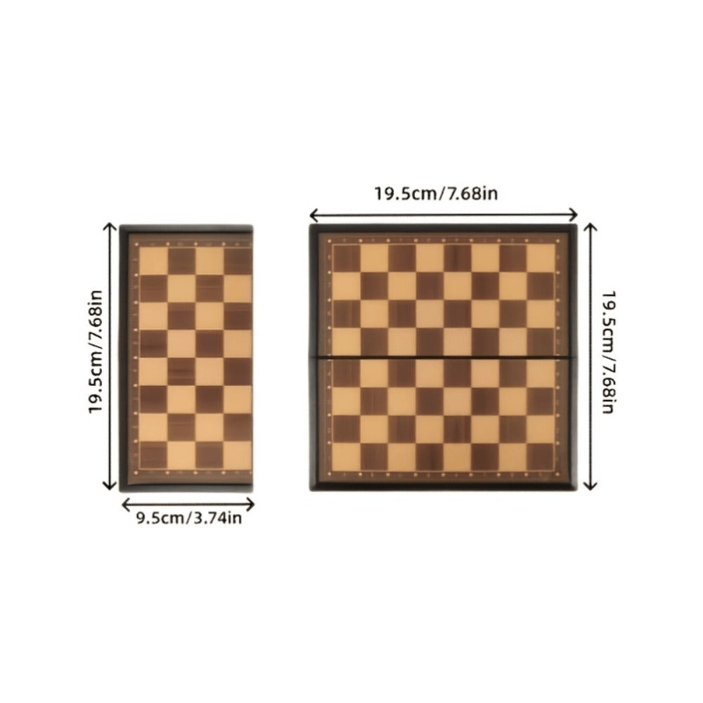 Folding Chess Set 33 Pieces with Board & Gift Box – Travel Portable Strategy Game for Kids Adults Beginners