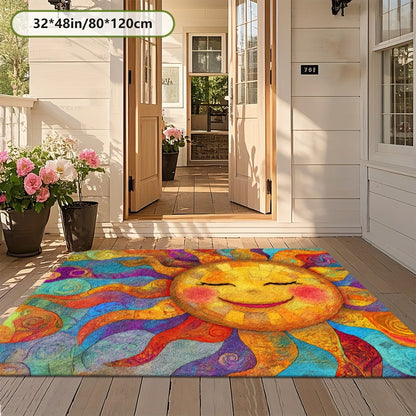 Outdoor Mat Fleece Printed Pattern Soft Non-Slip Rug Machine Washable for Living Room Bedroom Yard RV Camping Picnic Indoor Outdoor