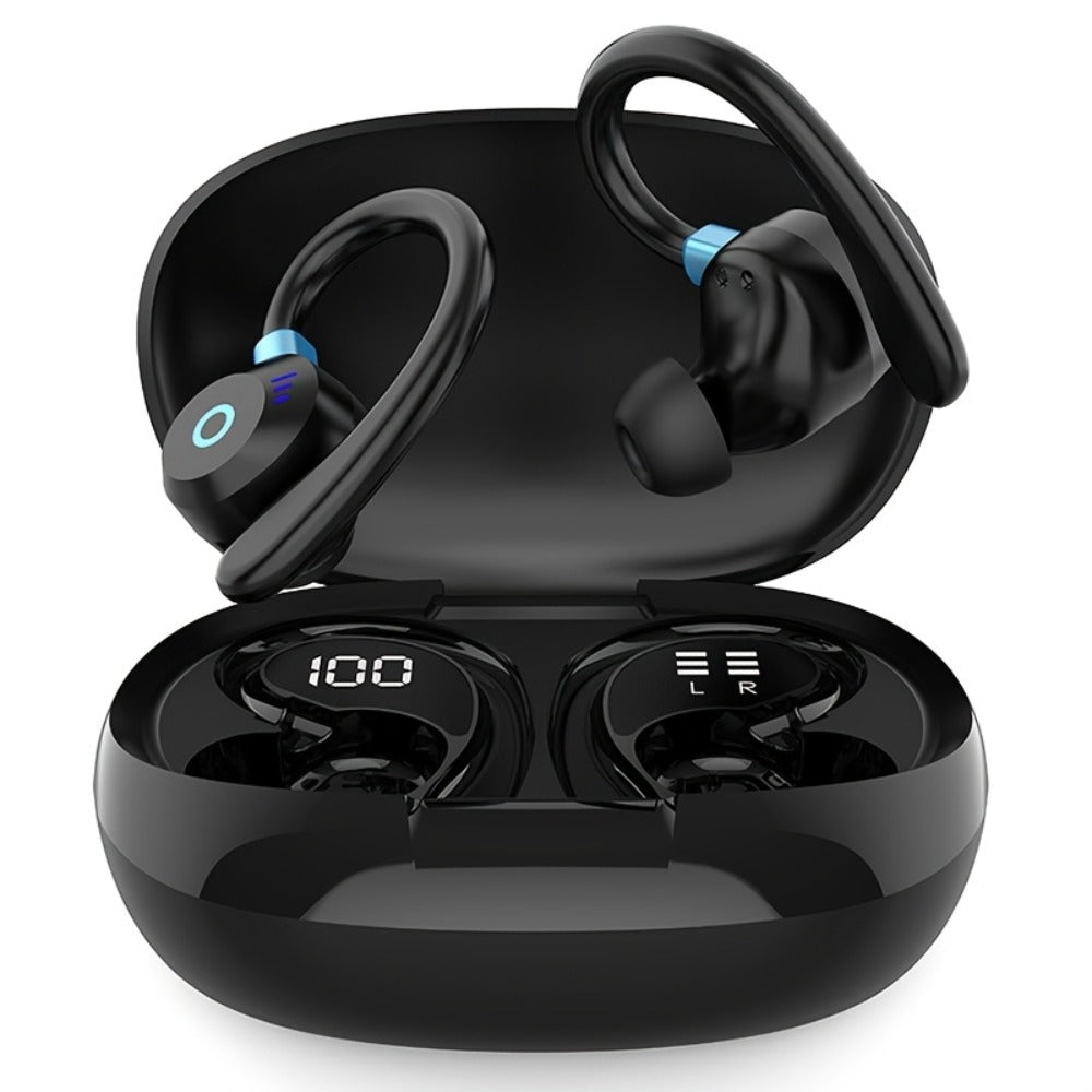 Wireless Earbuds Stereo In-Ear with LED Display Case, Touch Controls and Black, Blue or White Options