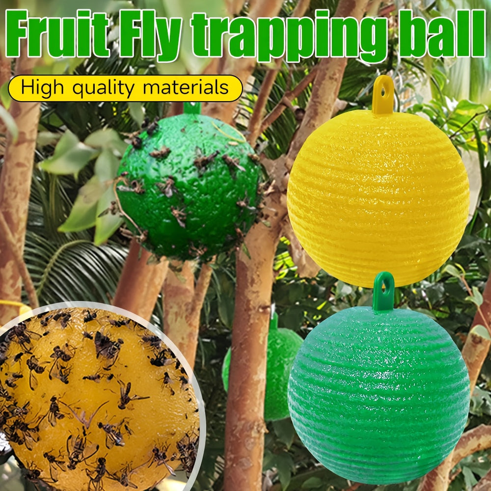 Five-Piece Yellow Hanging Adhesive Fly Ball Set with 3.15-Inch Diameter for Trees and Plant Areas