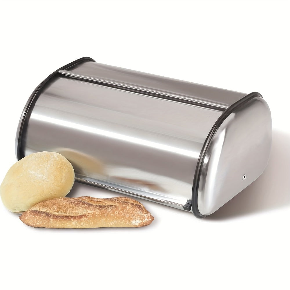 Stainless Steel Roll Top Bread Box 13 Inch - Countertop Bread Storage Container with Lid, Keeps Bread Fresh & Insect-Free