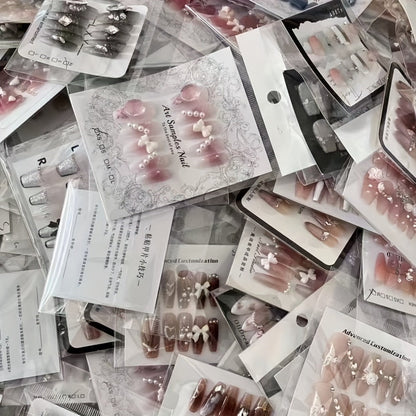Press On Nails 288-Piece Mixed Square Oval Holiday Set with French Glitter Hearts and Leaves