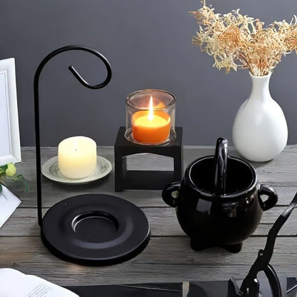 Ceramic Wax Melter Hanging Incense Holder Tealight Diffuser Black Witch Style Home Decor for Everyday Face, Beard and Body Grooming