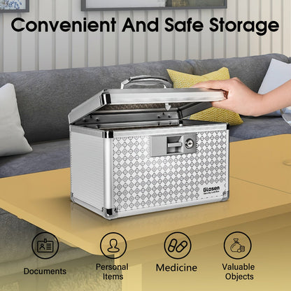 Locking Medicine Storage Box Aluminum Alloy with Key Lock & Handle, High- Family Medicine Organizer