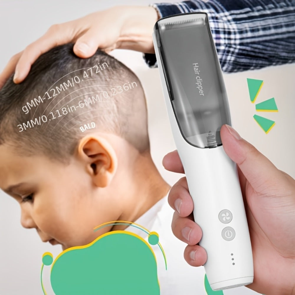 Hair Clipper Vacuum Collection Cordless Trimmer with Type-C Charging, Three Guide Combs and 45-Minute Runtime