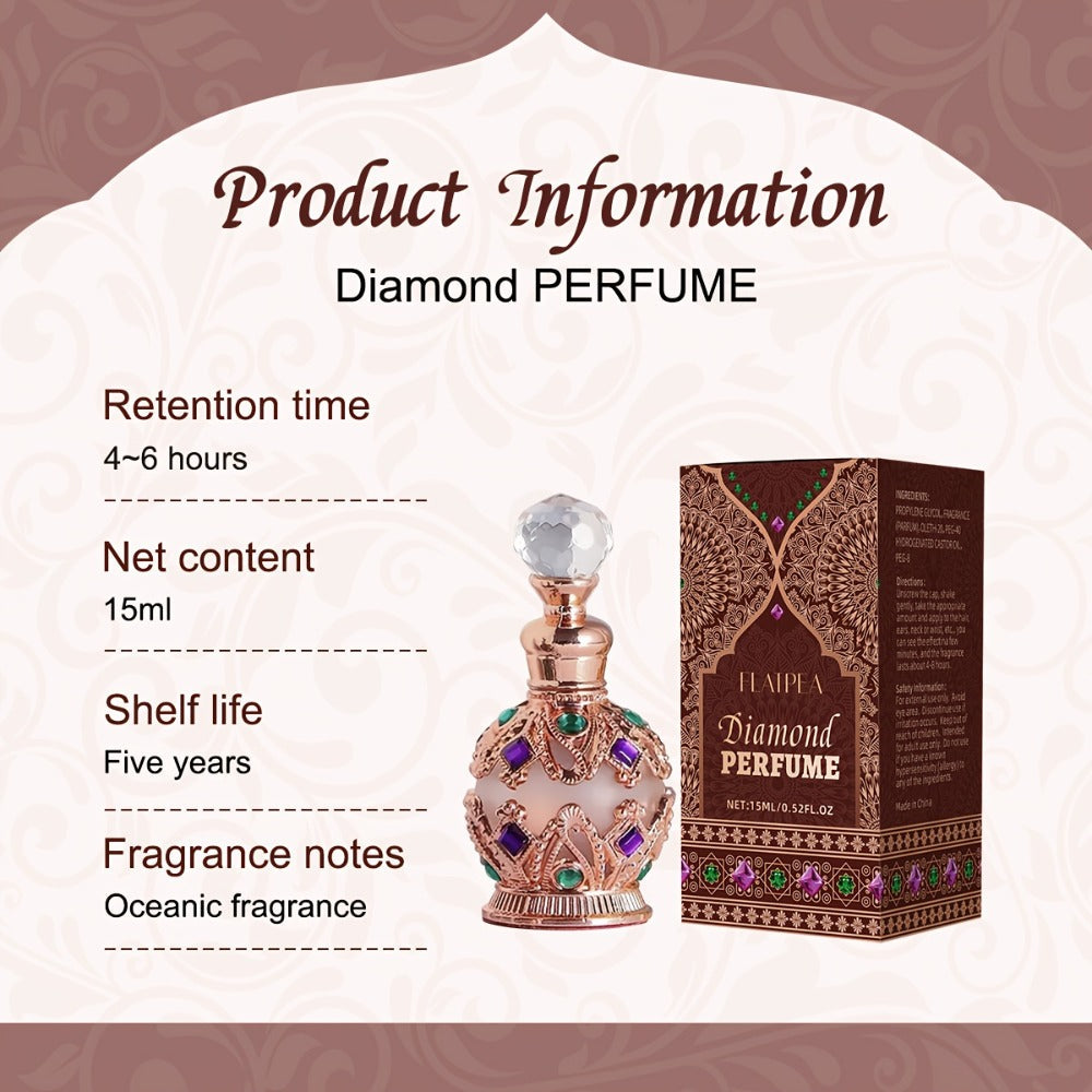 Arabian Perfume for Women Diamond Bottle EDT, Ocean Flower Vanilla Musk Fragrance Spray, Diamonds Woody & Diamond Crown Styles