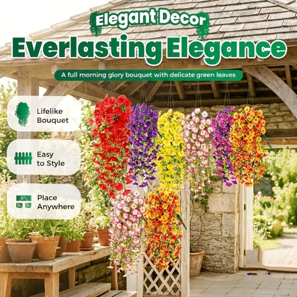 Artificial Rose Vine Hanging Garland 3pcs 216 Flowers – High-Density UV-Resistant Faux Rose Flower Vines with Realistic Roses & Foliage