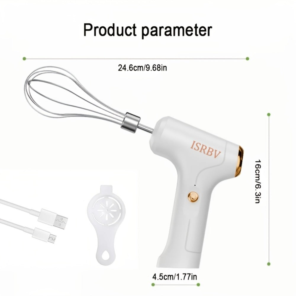 Wireless Electric Whisk Handheld Mixer - Rechargeable Cordless Egg Beater with Vertical Stand Design