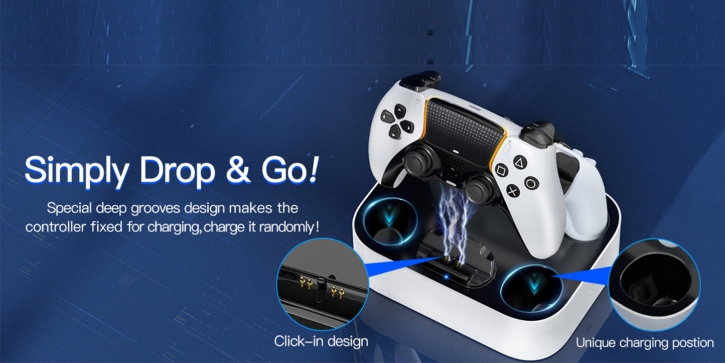 Safe Charging PS5 Controller Charging Station with Smart Chip, Dual Fast Charging Dock for DualSense & DualSense Edge