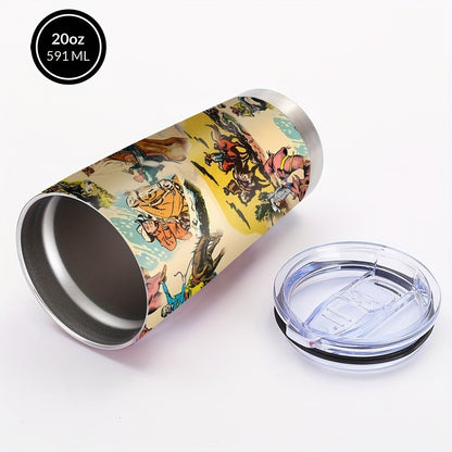 Insulated Tumbler 20oz Cowboy Western Graphic in Yellow Stainless Steel with Lid and Straw