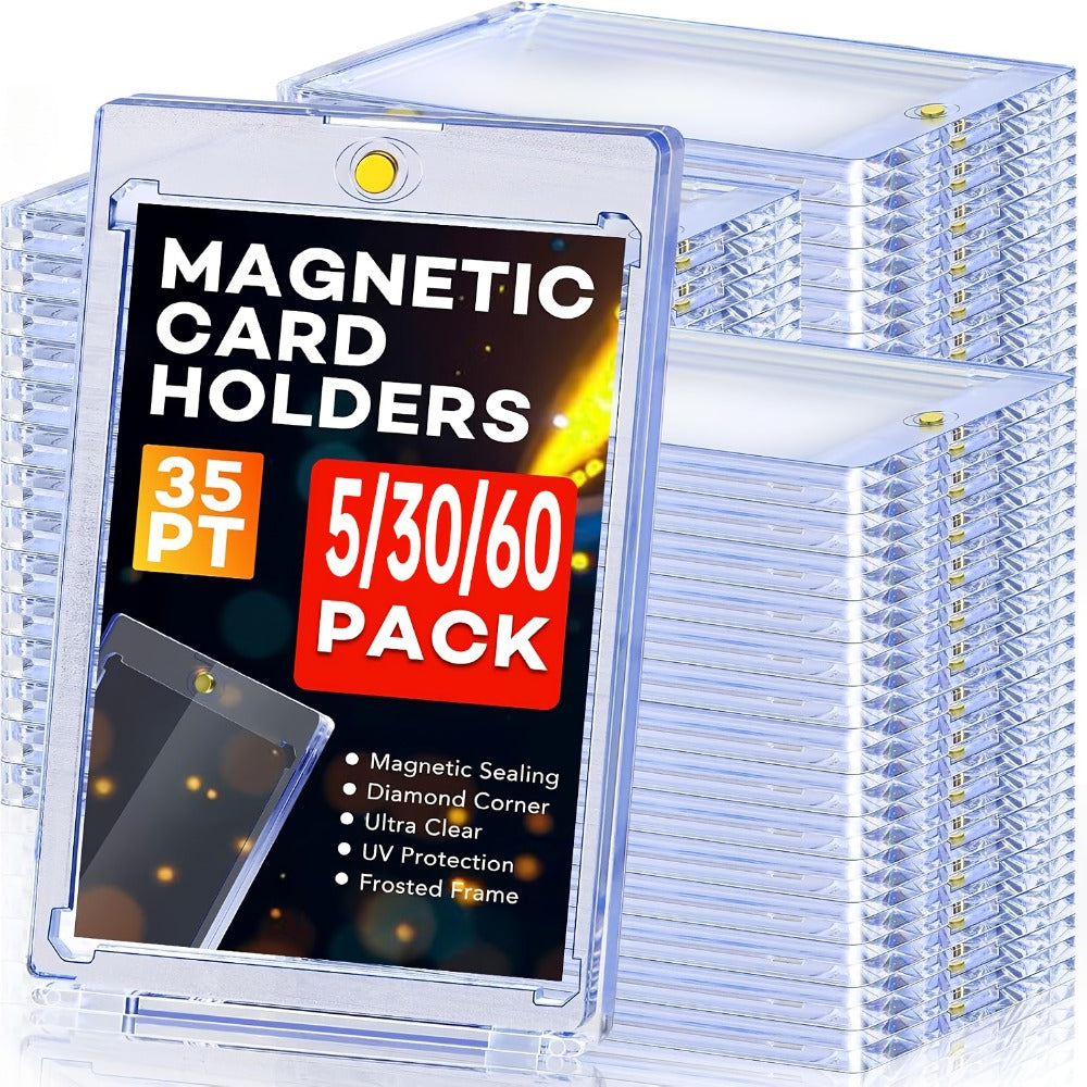 Magnetic Card Holders 35pt One-Touch Hard Case for Trading Cards – Sports Baseball Pokemon TCG Card Protector Sleeves Bulk Pack 5 30 60pcs