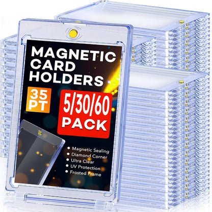 Magnetic Card Holders 35pt One-Touch Hard Case for Trading Cards – Sports Baseball Pokemon TCG Card Protector Sleeves Bulk Pack 5 30 60pcs