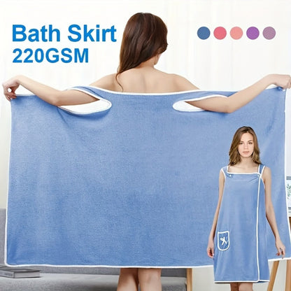Wearable Bath Towel Wrap Coral Fleece Bow-Knot Strapless Bathrobe Quick Dry Absorbent 260GSM Soft Skin-Friendly Adult Shower Towel