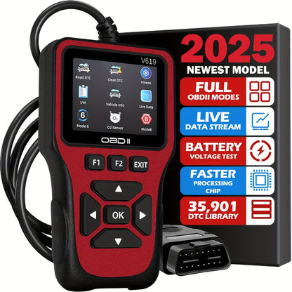 OBD2 Scanner Diagnostic Tool with 35, 901 DTC Library, Check Engine Code Reader, Live Data & Battery Test for 1996+ Cars