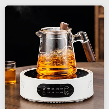 Glass Teapot with Filter 650ml - Stovetop Safe Tea and Coffee Pot with Handle, Tea Water Separator