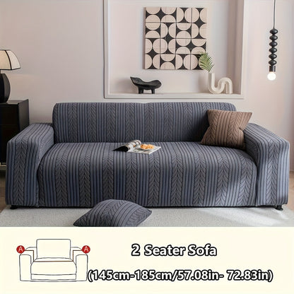 Sofa Cover Zigzag-Texture Fitted Slipcover for 1, 2, 3 or 4-Seater Sofas in Four Neutral Colors