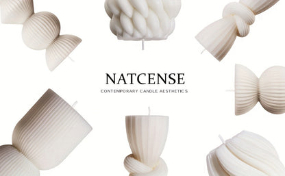 Ribbed Pillar Candles 7-Pack Large Soy Wax, Handmade Aesthetic Pillar Candle Set for Home Decor, Wedding Centerpiece