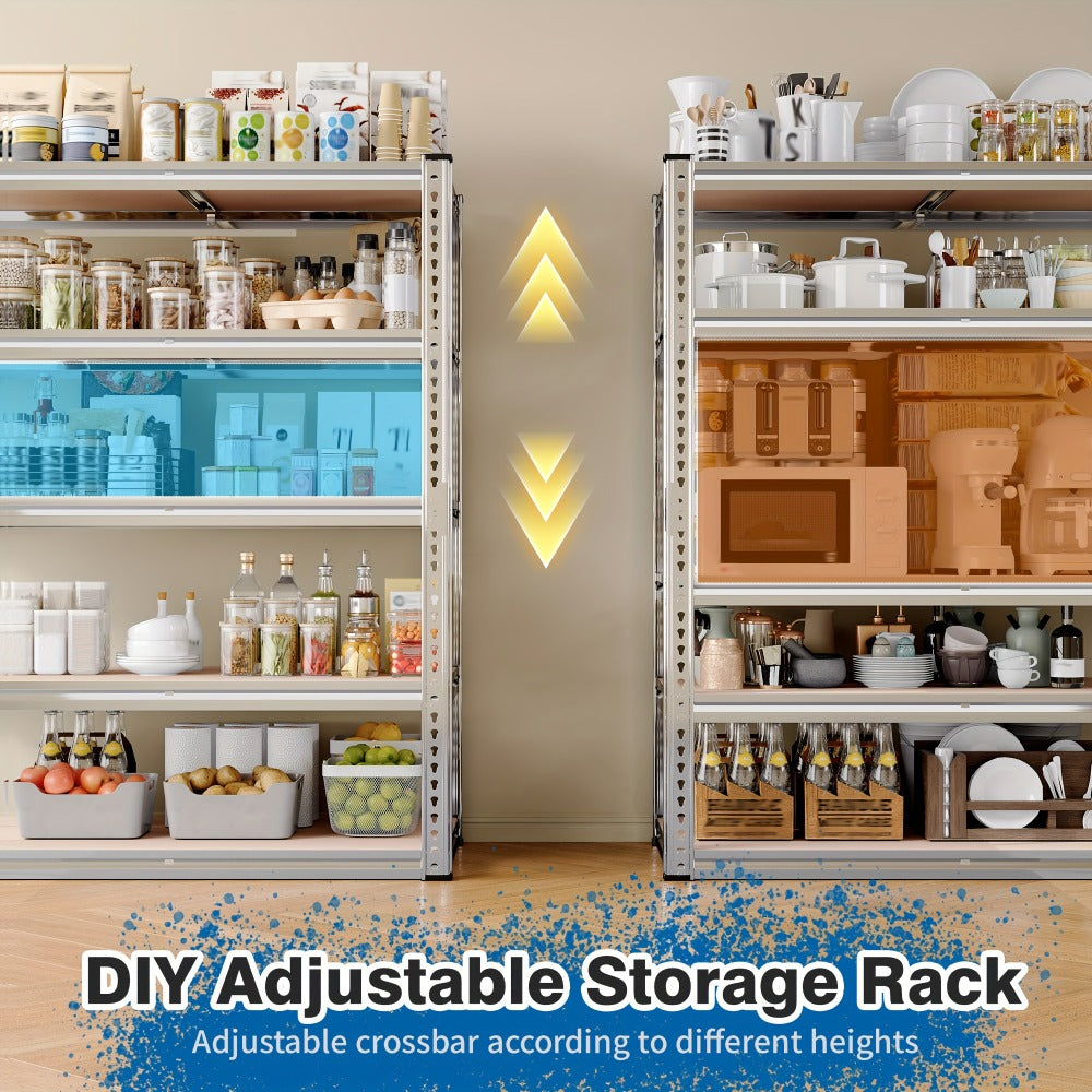 Garage Shelving 5-Tier Metal Storage Shelves Adjustable Steel Shelf Unit for Garage Basement Warehouse Easy Assembly Black Silver