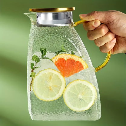 Glass Water Bottle Kettle Set – Heat-Resistant Large Capacity Fridge Door Storage with Cleaning Brush & Long Spoon – Perfect for Iced Tea