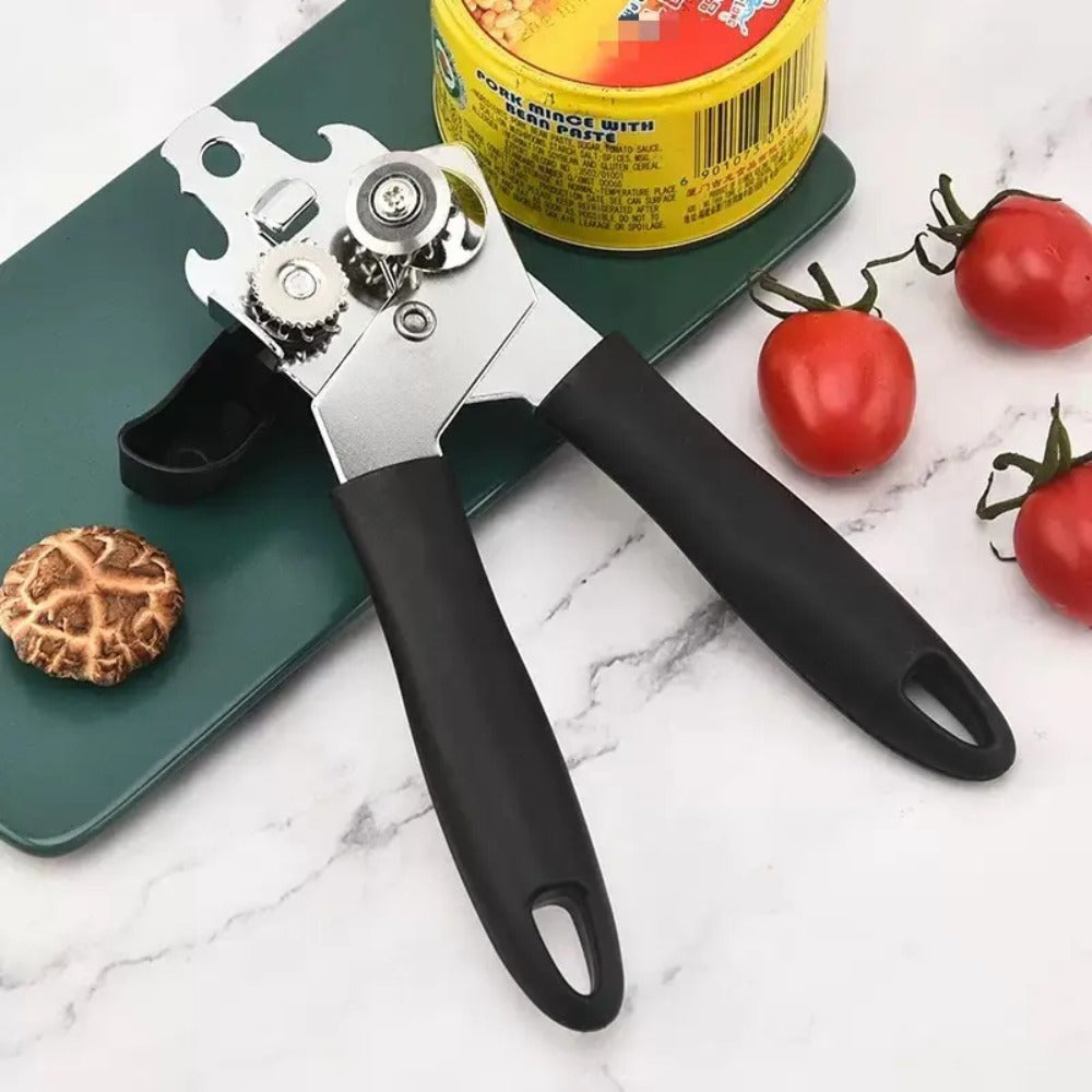 Can Opener 3-in-1 Stainless Steel Manual Can Opener with Smooth Edge Bottle Opener Handle for Home Cooking, Dining and Outdoor Meals
