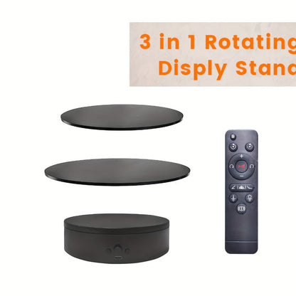 JANCHUN 3-in-1 360° Rotating Display Stand for Epoxy Glitter Tumbler, 5.74"/7.08"/8.06" Sizes, Remote Control