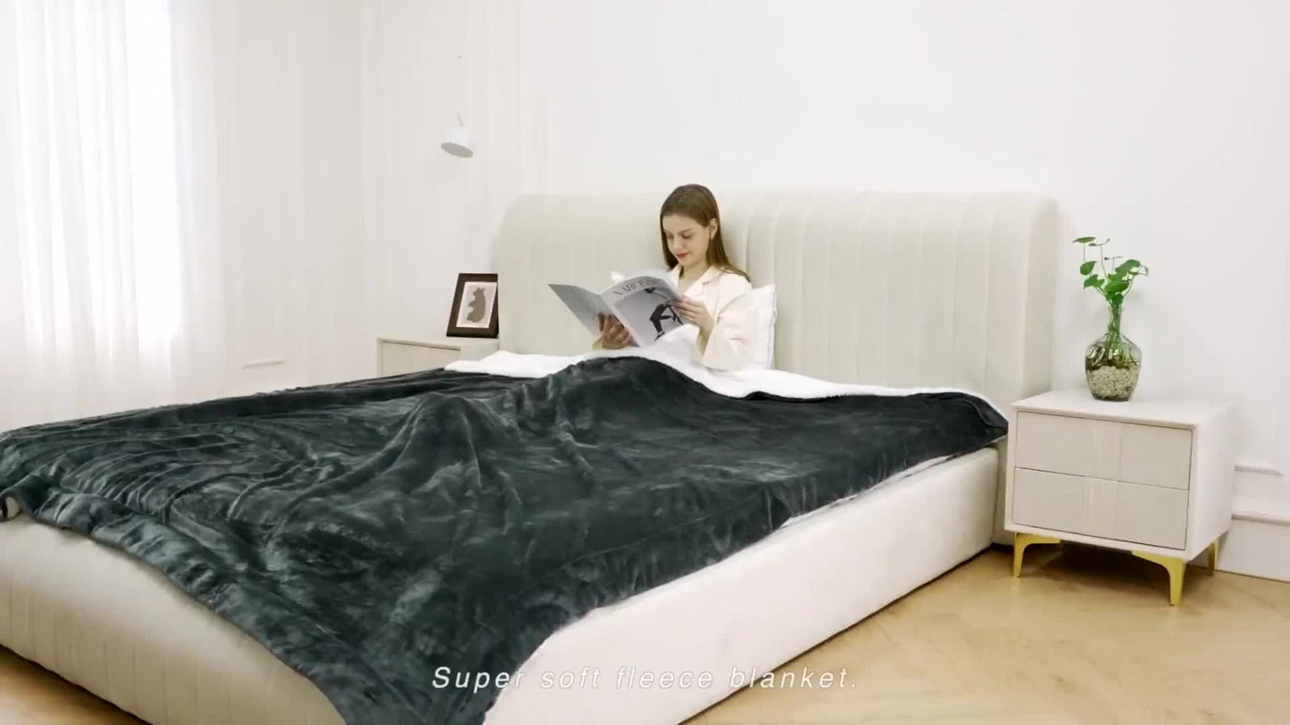 Sherpa Flannel Blanket, Double-Layer Ultra Throw for Bed, Sofa & Bedroom Decor, Better Sleep, 14 Colors