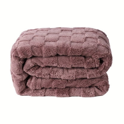 Textured Flannel Blanket in Rhinestone, Wheat-Ear, Checker and Solid Styles with Throw or Queen Options