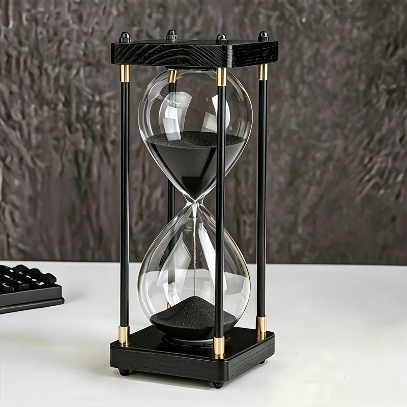 Hourglass Timer 60 Minute Wooden Sand Timer Decorative Glass – Vintage Home Decor for Kitchen, Office & Bedroom | Great Gift for Birthday