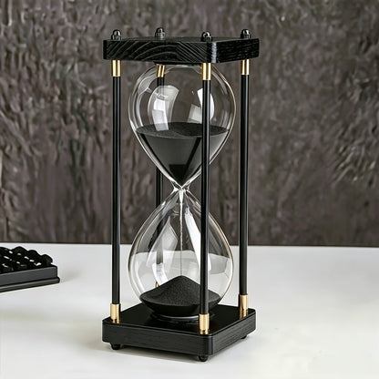 Hourglass Timer 60 Minute Wooden Sand Timer Decorative Glass – Vintage Home Decor for Kitchen, Office & Bedroom | Great Gift for Birthday