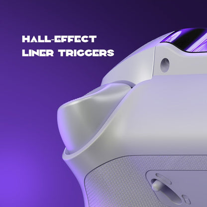 Hall-Effect Wireless Gaming Controller in White with Interactive Screen, RGB Lighting and Charging Dock