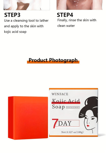 Kojic Acid Brightening Bar Soap 6-Pack – Rose Extract & Glycerin Formula for Dark Spots, Oil Control & Even Skin Tone | Moisturizing Gentle