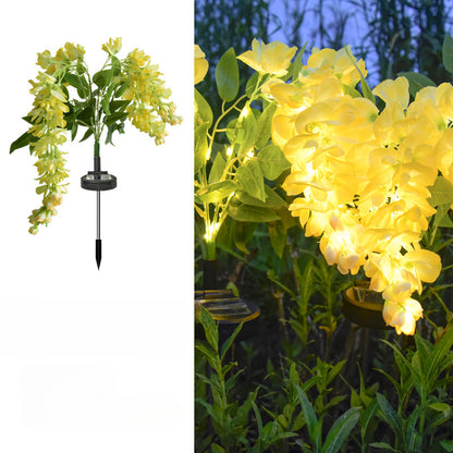Solar Garden Lights 52-LED Wisteria Flower Stake with Two Modes and Six Color Options for Patio