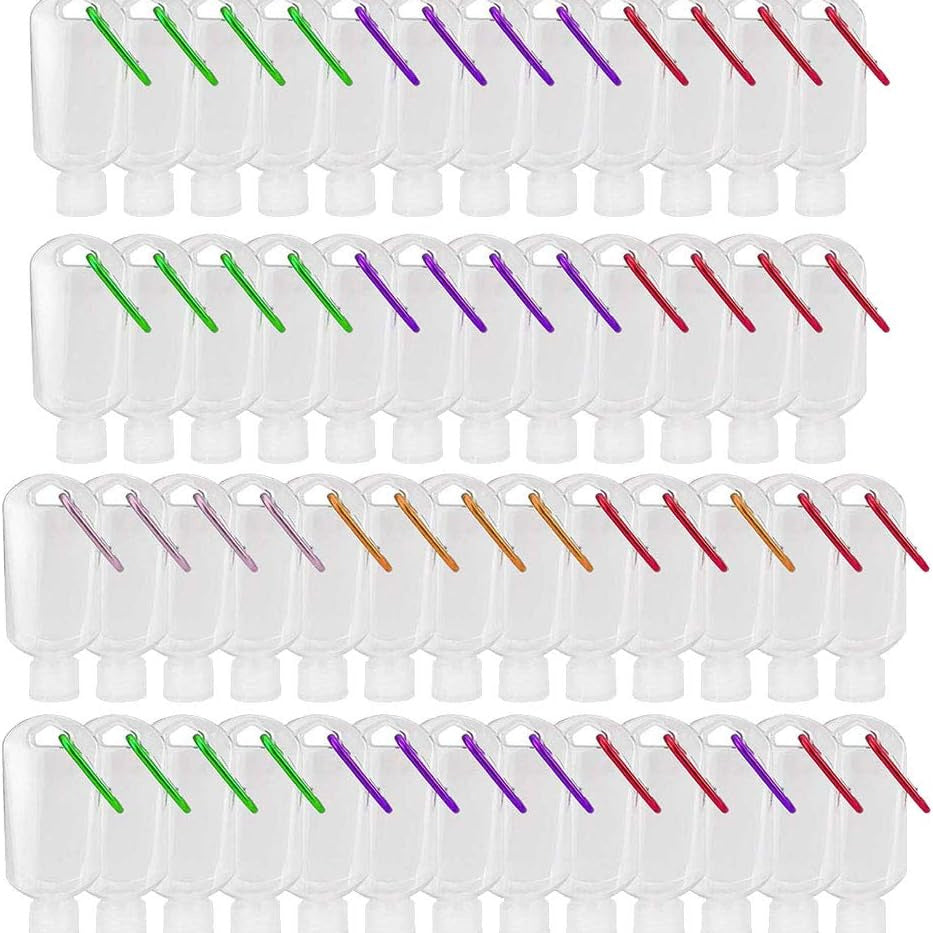 TSA Approved Travel Bottles with Keychain Leakproof Refillable Squeeze Containers 50-Pack Clear Plastic 1.7oz 50ML for Toiletries Lotion