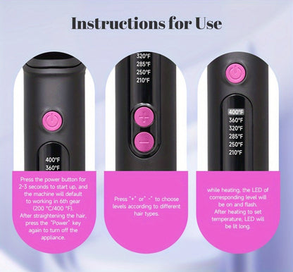 6-Setting Ionic Hair Straightener Brush with Fast Heat-Up & Anti-Scald Protection, for Home, Travel and Salon Hair Styling