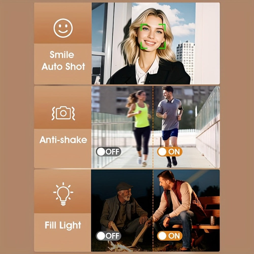 4K Dual Screen Digital Camera 18X Zoom Vlogging Camera with Anti-Shake 64GB Card & 2 Batteries