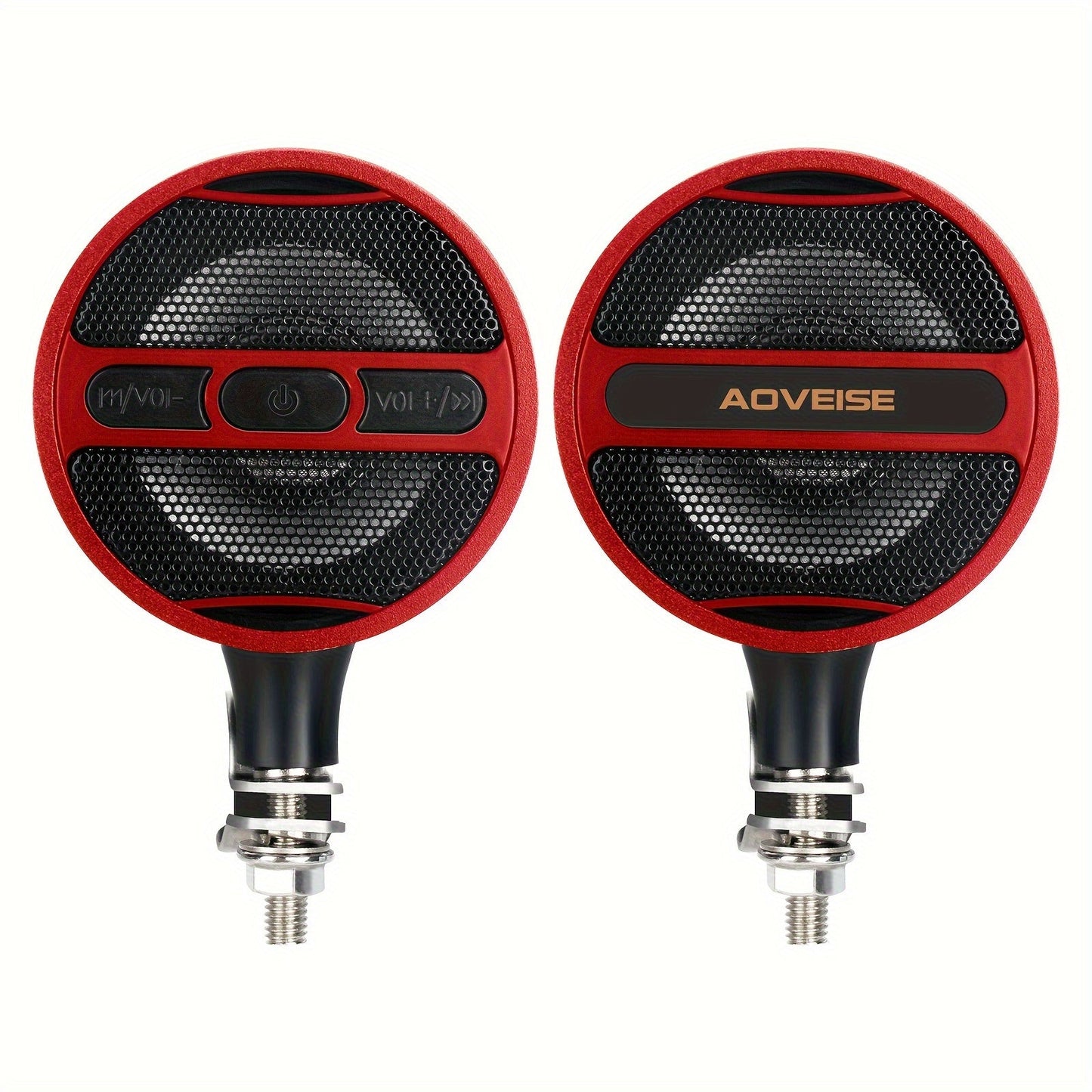 Motorcycle Bluetooth Stereo Speaker System with Built-In Amplifier – 3" Handlebar Mount Speakers, MP3 & USB, 12V, 20W×2 for ATV