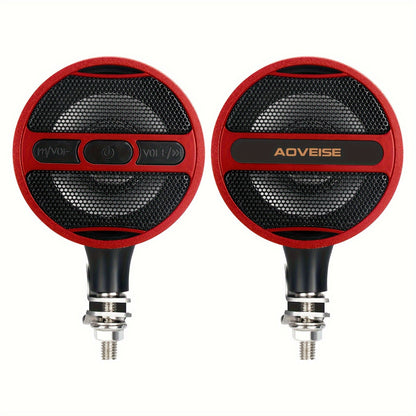 Motorcycle Bluetooth Stereo Speaker System with Built-In Amplifier – 3" Handlebar Mount Speakers, MP3 & USB, 12V, 20W×2 for ATV