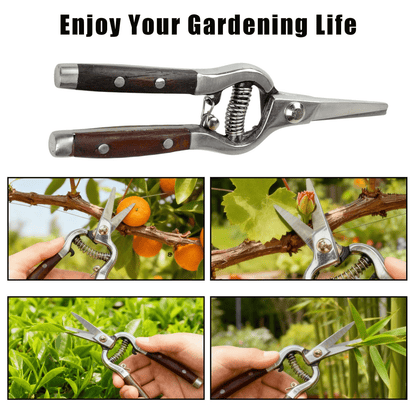 Garden Scissors 2-Pack Pruning Shears Set Curved and Straight Bypass Blades 8-Inch Ultra Sharp Plant for Garden, Patio and Yard Use