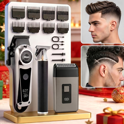 Hair Clipper Whistpot Single or Three-Piece Grooming Kit with USB Charging, Displays and Four Source Options