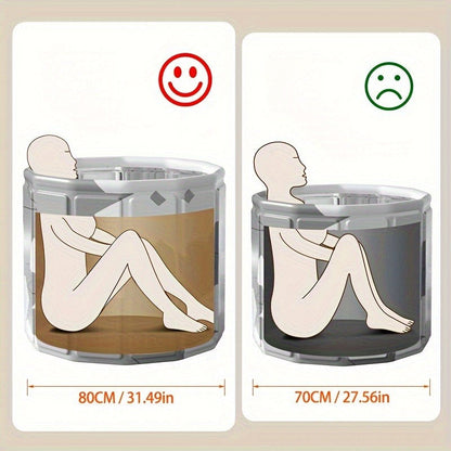 Foldable Bathtub 130 Gallon XL Deep Soak Tub for Adults, Ice Bath & Hot Spa, Indoor Outdoor, One-Piece Fold-Flat Design 31.5"x31.5"x26"