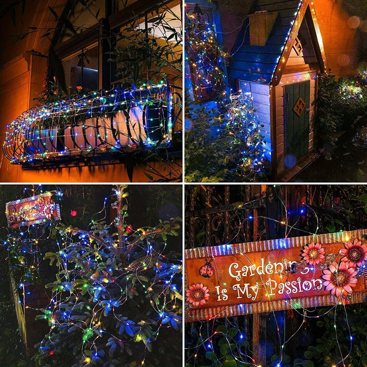 Two-Pack Solar Fairy String Lights, 104 Feet with 300 LEDs, Flexible Wire and Three Color Options