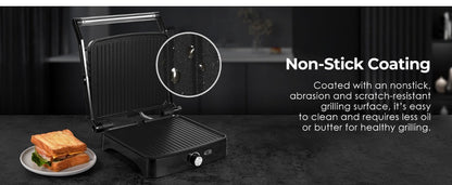 Panini Press Grill Indoor Sandwich Maker 4 Slice, Non-Stick 1200W Electric Grill with Temperature Control
