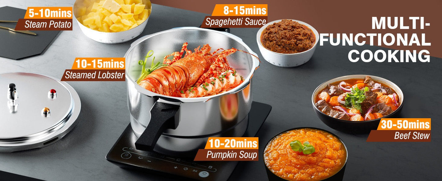 Pressure Cooker Aluminum with Canner Rack, Large 6QT 8QT 10QT Pressure Canner for Home Canning