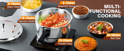 Pressure Cooker Aluminum with Canner Rack, Large 6QT 8QT 10QT Pressure Canner for Home Canning