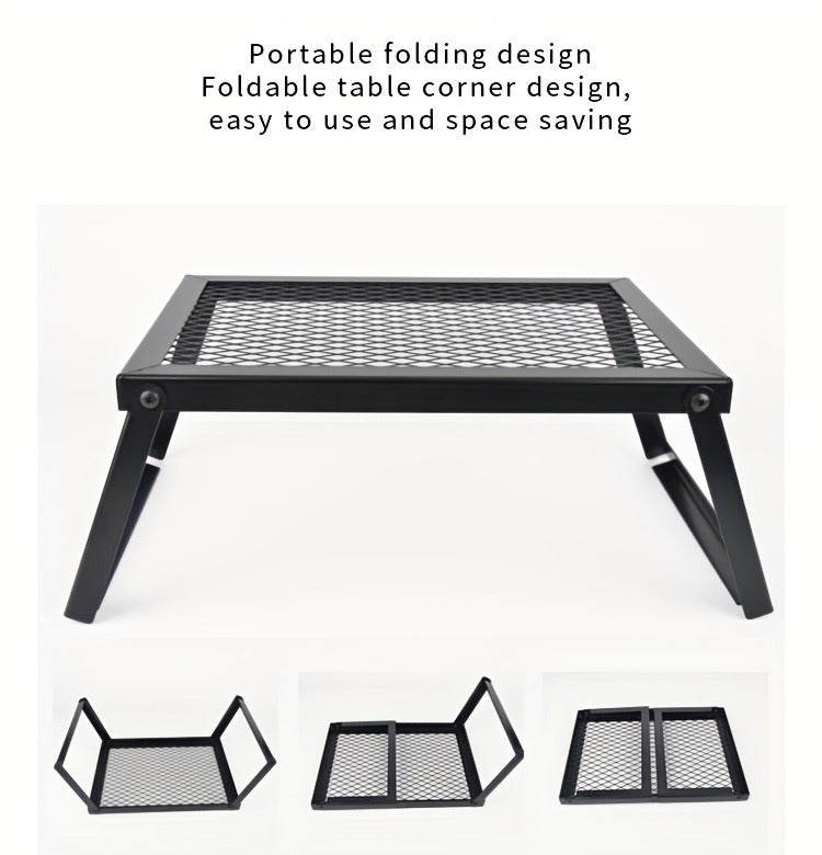 Portable Camping Bonfire Grill with Storage Bag – Heavy Duty Iron Barbecue Rack for Outdoor Picnic, RV Party & Firewood Heating