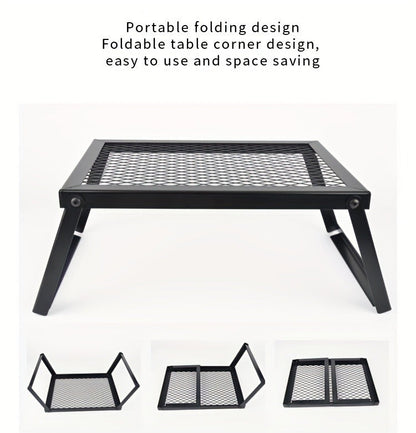 Portable Camping Bonfire Grill with Storage Bag – Heavy Duty Iron Barbecue Rack for Outdoor Picnic, RV Party & Firewood Heating
