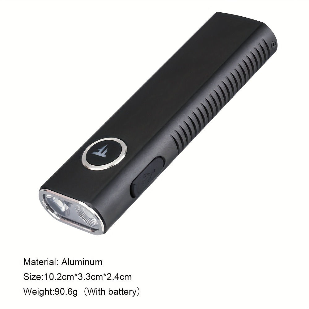 EDC Pocket Flashlight, 1200 Lumen Triple Light Source with White UV Red Beam & Laser, Type-C Rechargeable 5-Mode Mini LED Torch